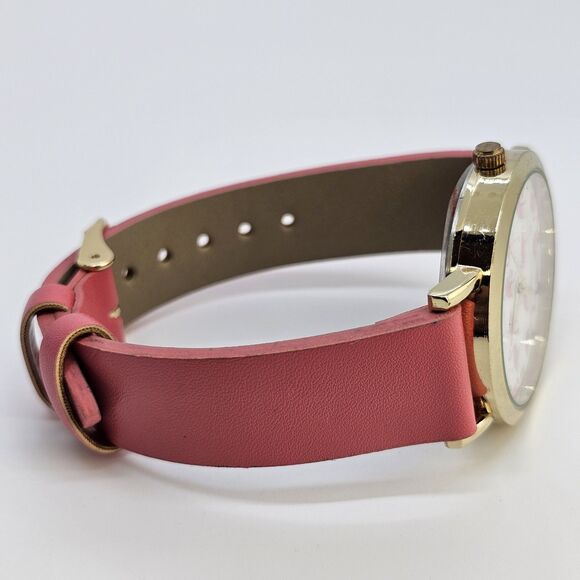 37MM Women's Watch Flamingo Dial Pink Faux Leather Bands New Battery - Picture 8 of 13